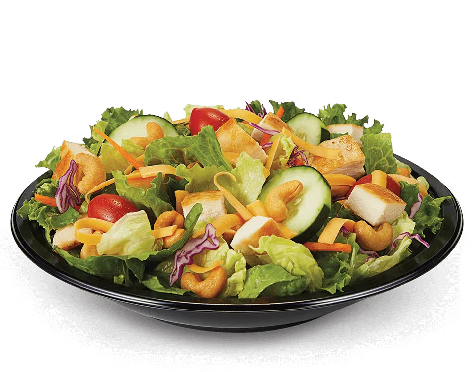 Culver’s Chicken Cashew Salad with grilled chicken, roasted cashews, fresh lettuce, grape tomatoes, and shredded cheese