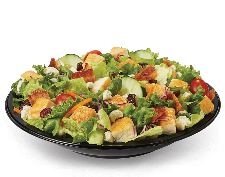Culver’s Cranberry Bacon Bleu Salad with grilled chicken, mixed greens, dried cranberries, bacon bits, and blue cheese crumbles