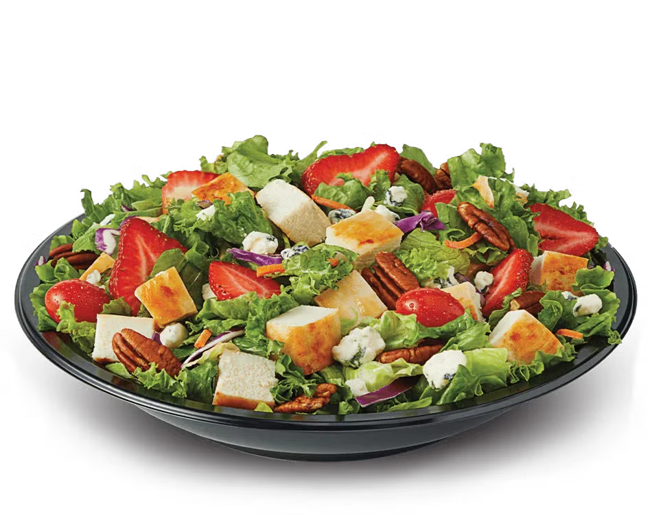 Culver’s Strawberry Fields Salad with grilled chicken, fresh strawberries, grape tomatoes, lettuce, and blue cheese crumbles