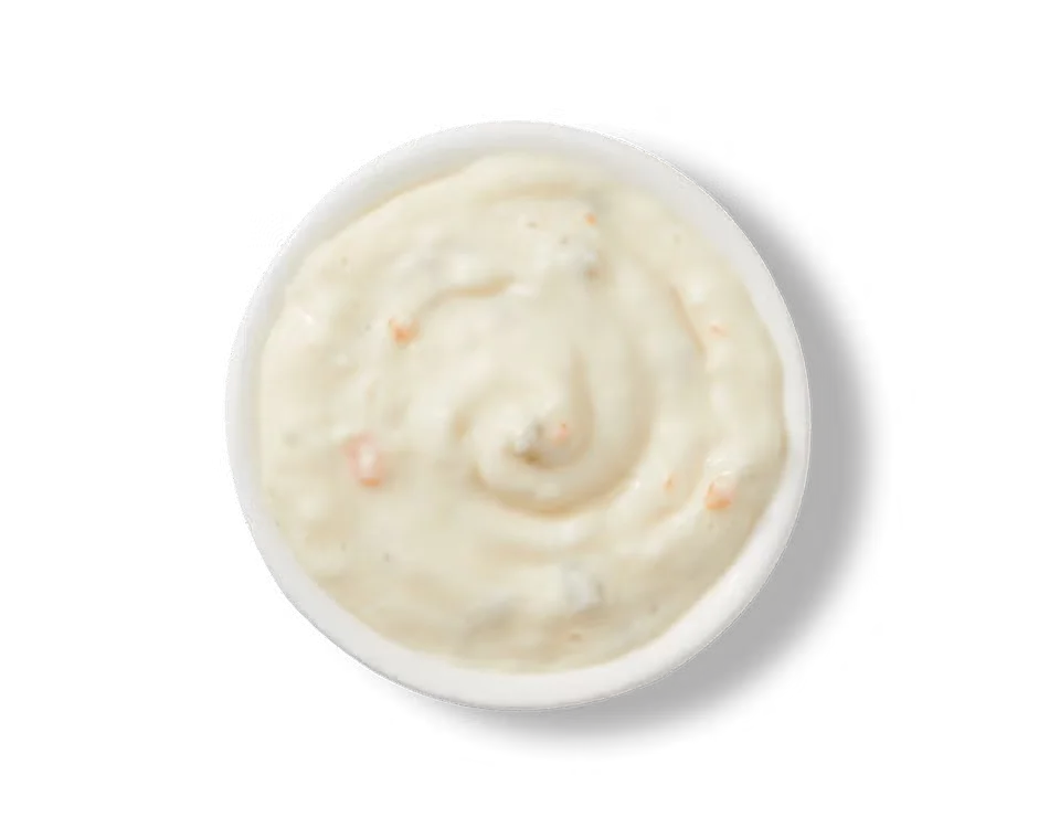 Culver’s Tartar Sauce in a small cup, creamy white dip with pickles and herbs